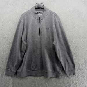 Under Armour Sweater Mens‎ XXL Gray Ribbed ColdGear 1/4 Zip Pullover Sweatshirt